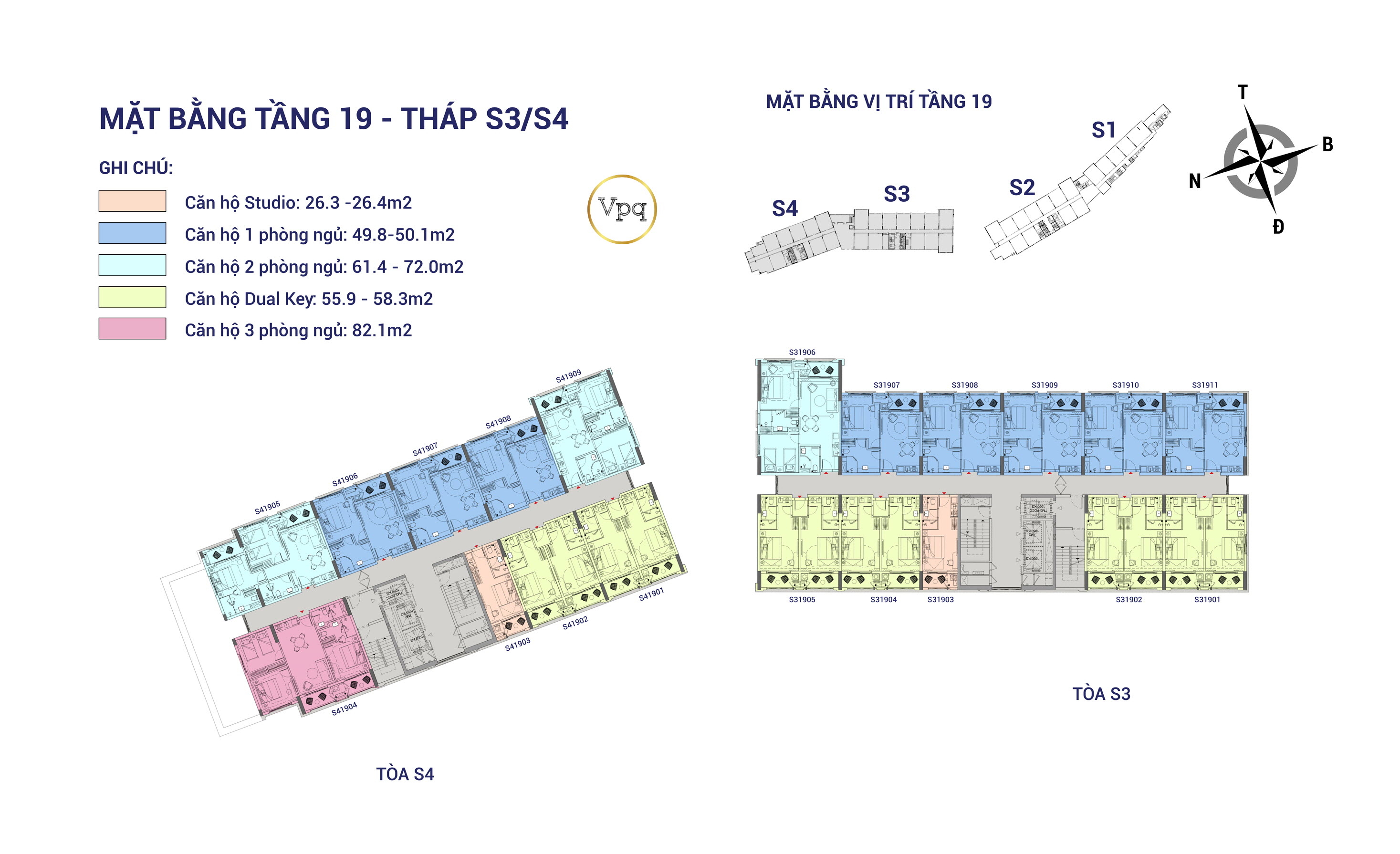 Mặt bằng tầng 19 tháp căn hộ The Sky Phú Quốc